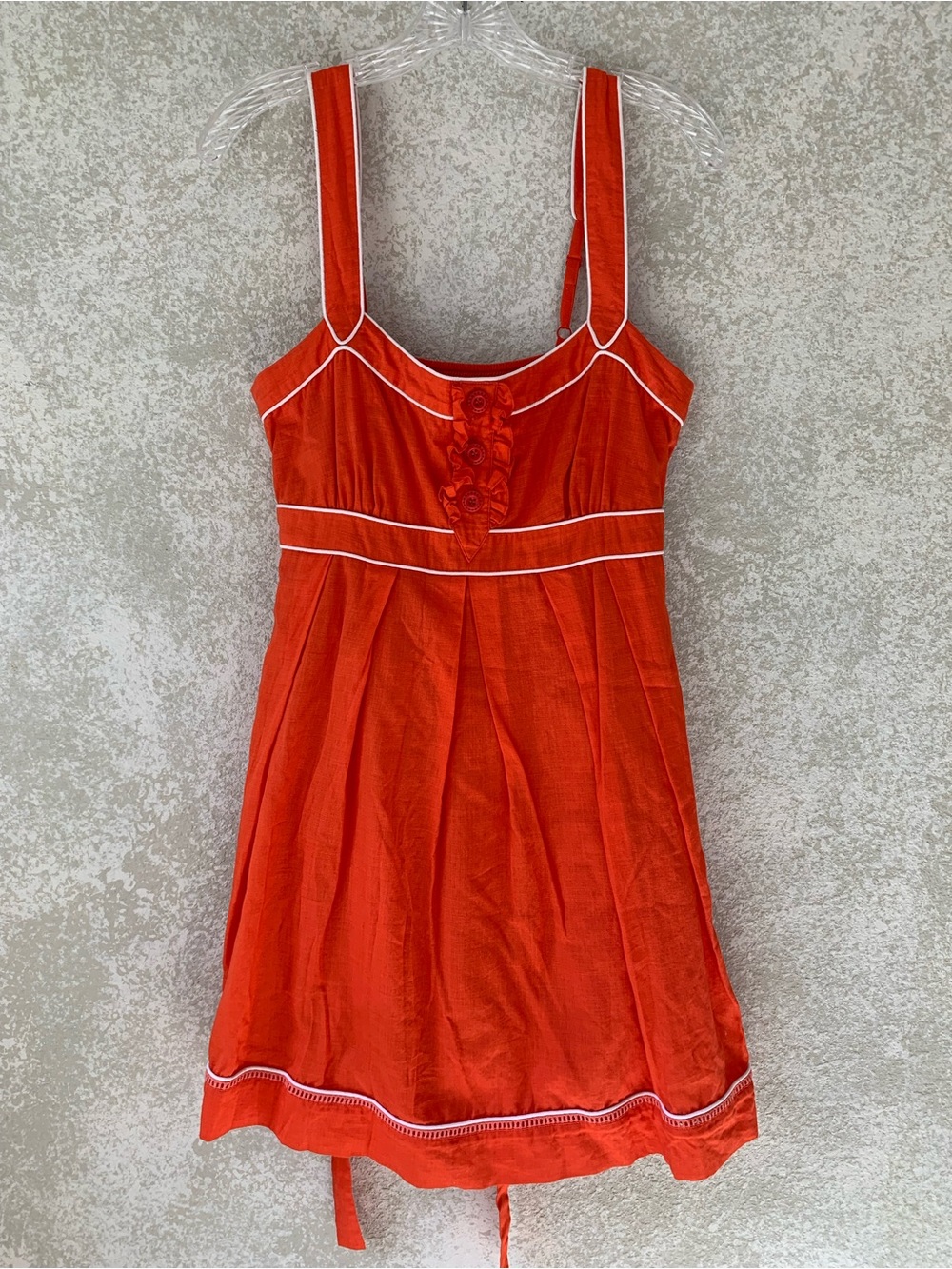 Jessica Simpson Orange Mini Dress with White Piping size 8